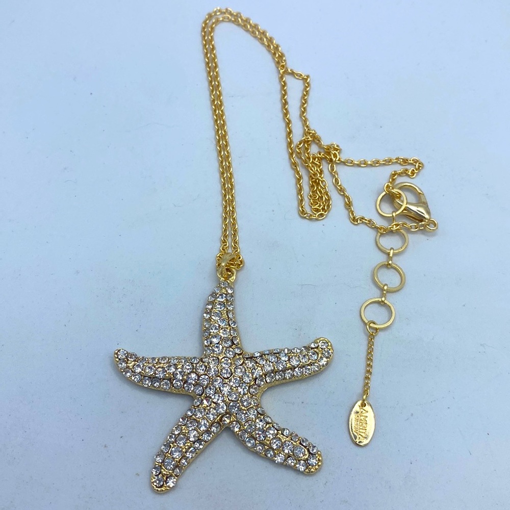 Amrita Singh Austrian Crystal Starfish Necklace Goldtone